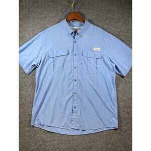 Magellan Button Down Fish Gear Shirt Men's XL Blue Short Sleeve Relaxed Fit
